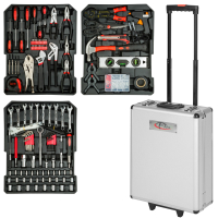 377 pièces Mallette à outils trolley valise boite à tire caisse aluminium chrome ref2